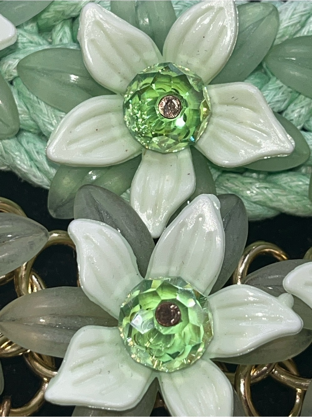 Green Chroma, Green Glass and Green AB stones Bib statement necklace - Picture 8 of 15